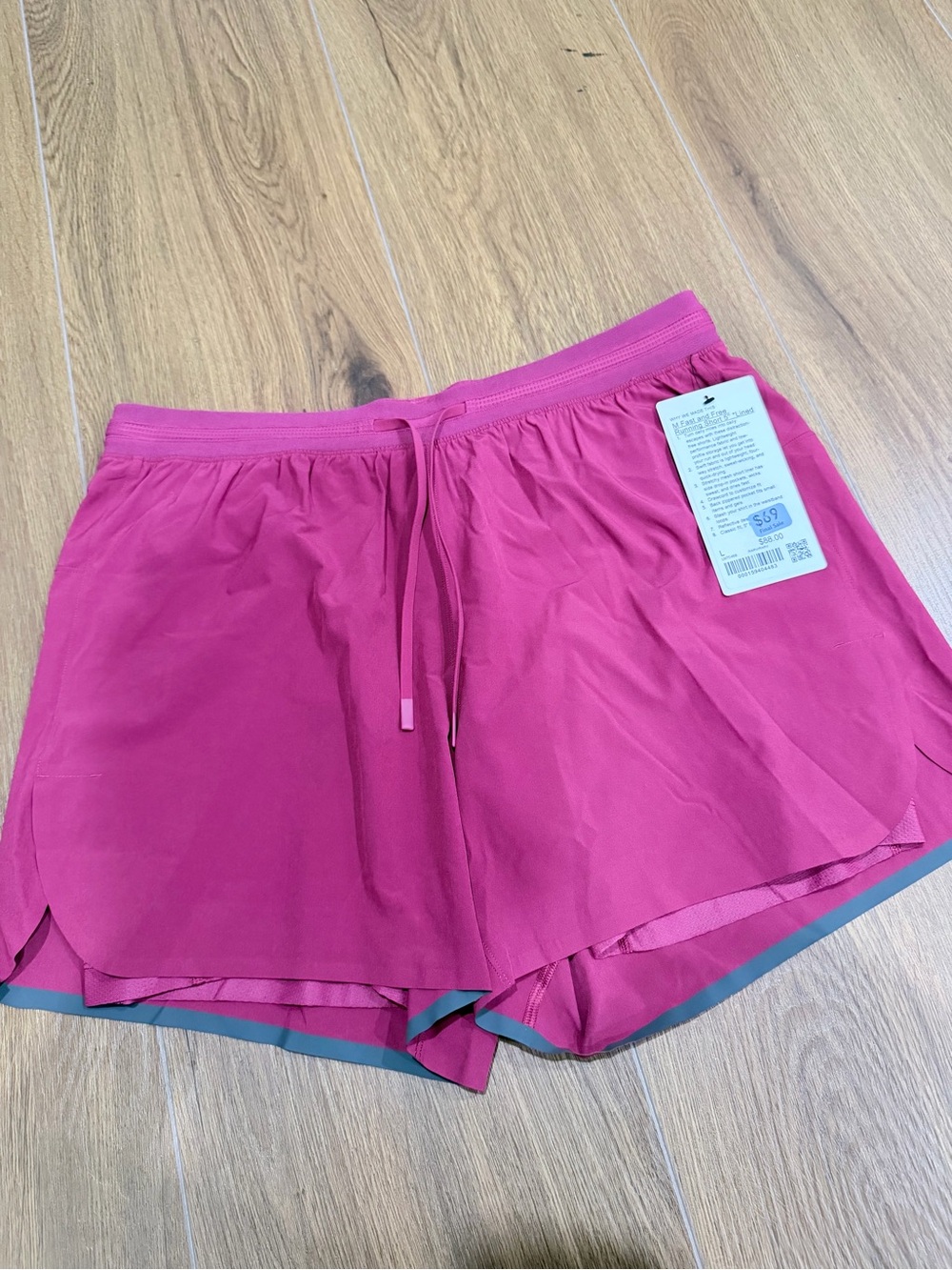 Lululemon men fast and free running shorts 5" lined color Raspberry Rave size L